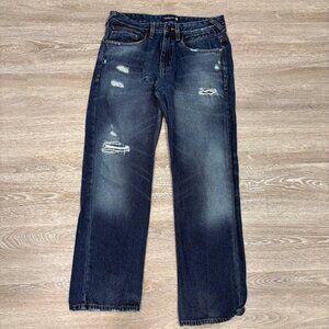 DIESEL Italy Mens Destructed LIght Wash Straight Leg Jeans Denim sz 34 x 30